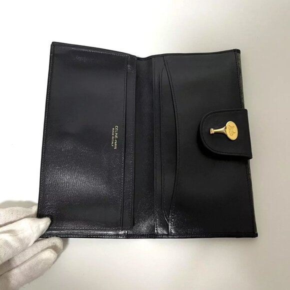Vintage Celine "Sarky Line C" Macadam Print Long Wallet – Navy Canvas & Leather - Picture 11 of 11